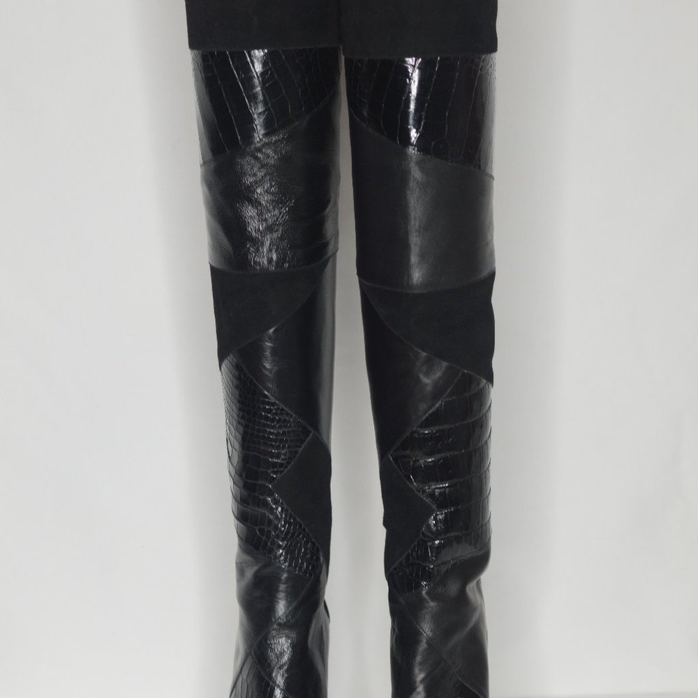 Over the knee Alligator/Suede Boots